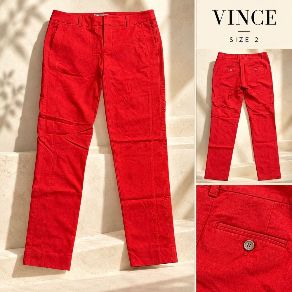 Vince Red Slim Leg Cropped Chino Pants Women’s Size 2
